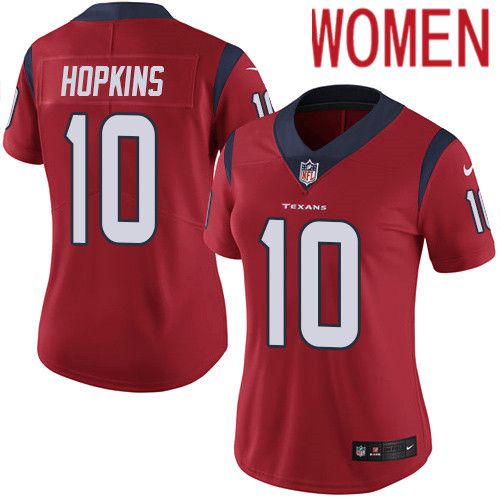 Women Houston Texans #10 DeAndre Hopkins Red Nike Vapor Limited NFL Jersey->women nfl jersey->Women Jersey